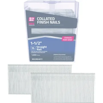 Grip-Rite 1-1/2 In. x 16 ga #304 Stainless Steel Straight Collated Finishing Nail (1000-Count)