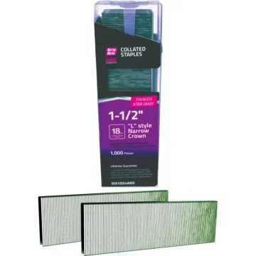 Grip-Rite 1/4 In. x 1-1/2 In. 18 ga #304 Stainless Steel L-Style Collated Narrow Crown Staple (1000-Count)