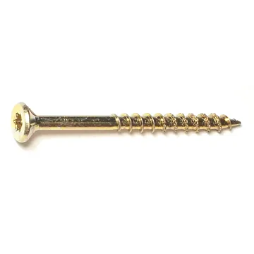 #8 x 2" Star Flat Head, Wood Screw, Yellow Zinc (Bulk Box 1 lb)
