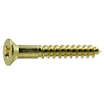 #6 x 1" Phillips Flat Head, Wood Screw, Brass (Bulk Box 1 lb)
