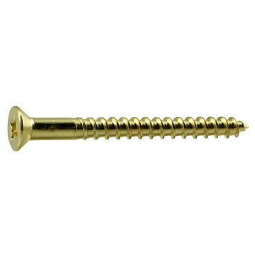 #6 x 1-1/2" Phillips Flat Head, Wood Screw, Brass (Bulk Box 1 lb)