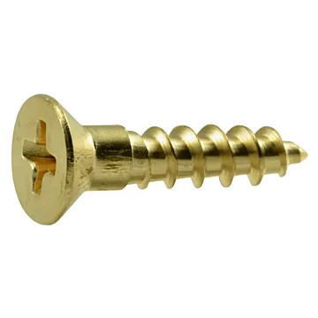 #8 x 3/4" Phillips Flat Head, Wood Screw, Brass (Bulk Box 1 lb)