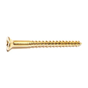 #8 x 2" Phillips Flat Head, Wood Screw, Brass (Bulk Box 1 lb)