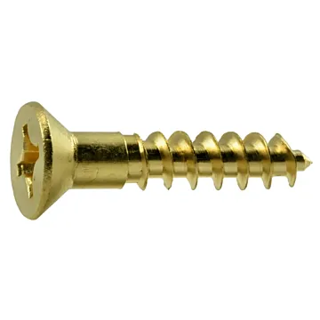 #10 x 1" Phillips Flat Head, Wood Screw, Brass (Bulk Box 1 lb)