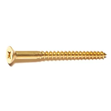 #10 x 2-1/2" Phillips Flat Head, Wood Screw, Brass (Bulk Box 1 lb)