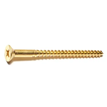#12 x 3" Phillips Flat Head, Wood Screw, Brass (Bulk Box 1 lb)