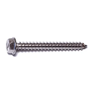 #8 x 1-1/2" Slotted Hex Washer Head, Sheet Metal Screw, Stainless Steel (Bulk Box 1 lb)
