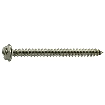 #8 x 2" Slotted Hex Washer Head, Sheet Metal Screw, Stainless Steel (Bulk Box 1 lb)