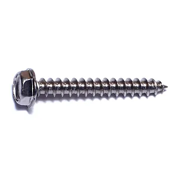 #10 x 1-1/2" Slotted Hex Washer Head, Sheet Metal Screw, Stainless Steel (Bulk Box 1 lb)