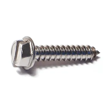 #12 x 1" Slotted Hex Washer Head, Sheet Metal Screw, Stainless Steel (Bulk Box 1 lb)