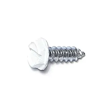 #7 x 1/2" Slotted Hex Washer Head, Gutter Screw, Zinc, White (Bulk Box 1 lb)