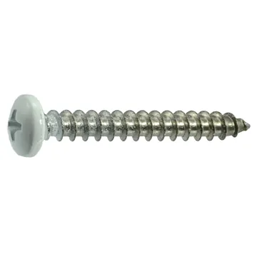 #10 x 1" Phillips Pan Head, Shutter Screw, Stainless Steel, White (Bulk Box 1 lb)