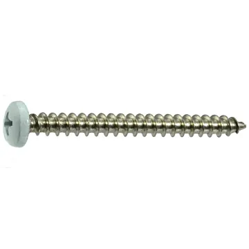 #10 x 2" Phillips Pan Head, Shutter Screw, Stainless Steel, White (Bulk Box 1 lb)