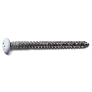 #8 x 2" Phillips Pan Head, Sheet Metal Screw, Stainless Steel, White (Bulk Box 1 lb)