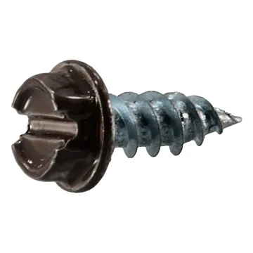 #8 x 1/2" Slotted Hex Washer Head, Gutter Screw, Zinc, Brown (Bulk Box 1 lb)