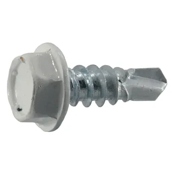 #8 x 1/2" Hex Washer Head, Gutter Screw, Zinc, White (Bulk Box 1 lb)