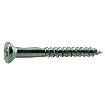 #4 x 1" Phillips Flat Head, Wood Screw, Zinc (Bulk Box 20 pk)
