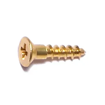 #4 x 1/2" Phillips Flat Head, Wood Screw, Brass (Bulk Box 10 pk)