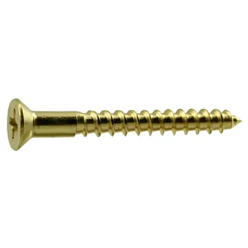 #6 x 1-1/4" Phillips Flat Head, Wood Screw, Brass (Bulk Box 4 pk)