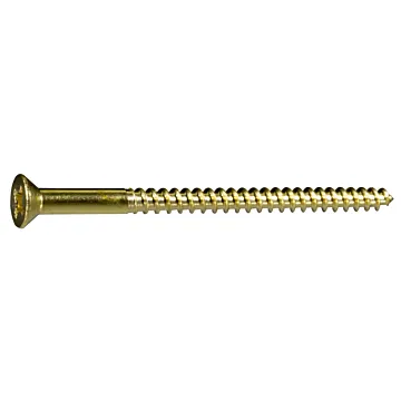 #10 x 3" Phillips Flat Head, Wood Screw, Brass (Bulk Box 2 pk)