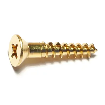 #12 x 1-1/4" Phillips Flat Head, Wood Screw, Brass (Bulk Box 2 pk)