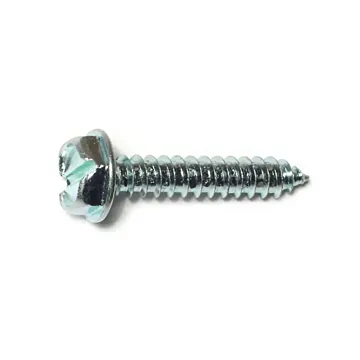 #10 x 1" Slotted Hex Washer Head, Sheet Metal Screw, Zinc (Bulk Box 8 pk)