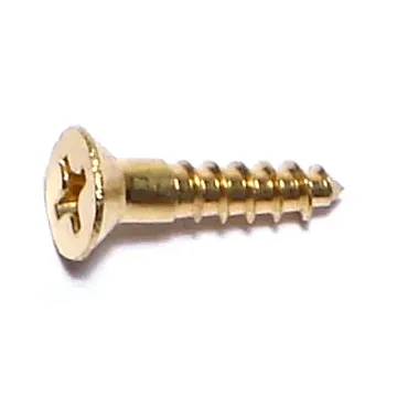 #6 x 5/8" Phillips Flat Head, Wood Screw, Brass (Bulk Box 8 pk)
