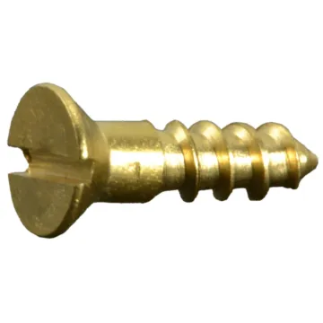 #3 x 3/8" Slotted Flat Head, Wood Screw, Brass 