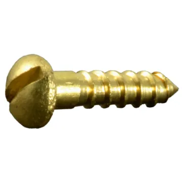 #2 x 3/8" Slotted Round Head, Wood Screw, Brass 
