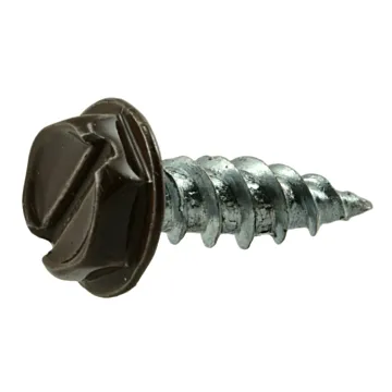 #7 x 1/2" Slotted Hex Washer Head, Gutter Screw, Zinc, Brown (Bulk Box 1 lb)