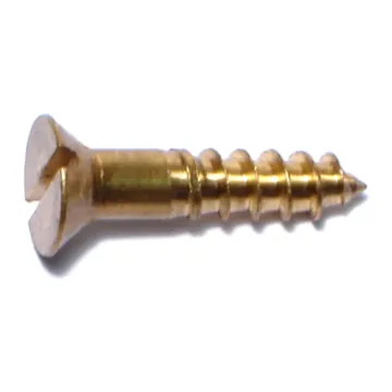 #12 x 1" Slotted Flat Head, Wood Screw, Brass 