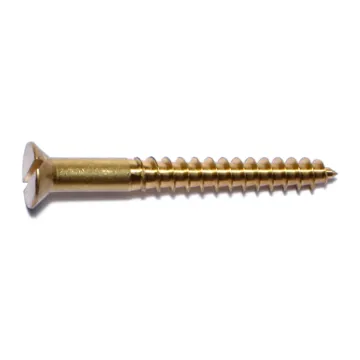 #12 x 2" Slotted Flat Head, Wood Screw, Brass 