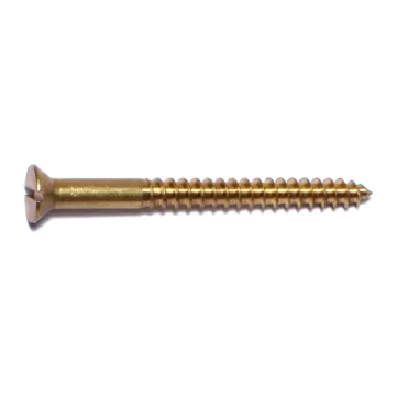 #12 x 2-1/2" Slotted Flat Head, Wood Screw, Brass 
