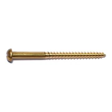#12 x 3" Slotted Round Head, Wood Screw, Brass 