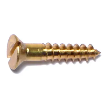 #10 x 1" Slotted Flat Head, Wood Screw, Brass 