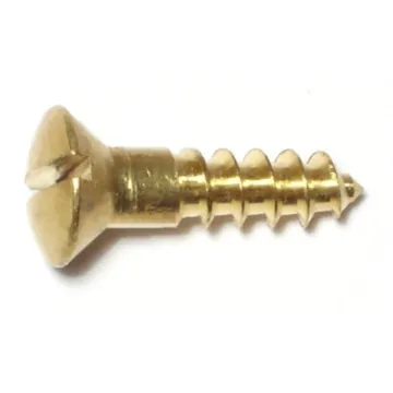#10 x 3/4" Slotted Oval Head, Wood Screw, Brass 