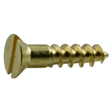 #8 x 3/4" Slotted Flat Head, Wood Screw, Brass 