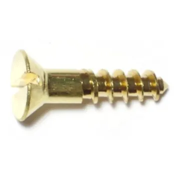 #8 x 7/8" Slotted Flat Head, Wood Screw, Brass 