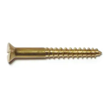 #8 x 1-1/2" Slotted Flat Head, Wood Screw, Brass 