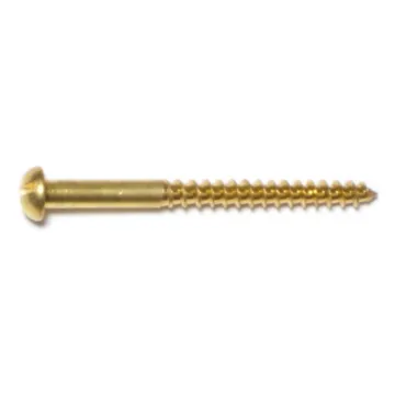 #8 x 2" Slotted Round Head, Wood Screw, Brass 