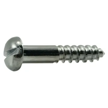 #6 x 3/4" Slotted Round Head, Wood Screw, Chrome 