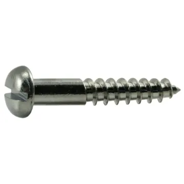 #8 x 1" Slotted Round Head, Wood Screw, Chrome 