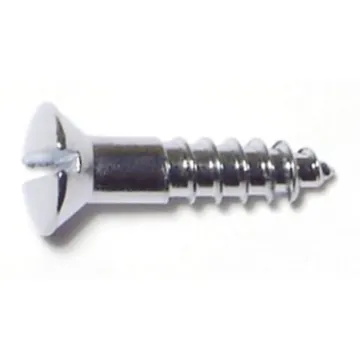 #4 x 1/2" Slotted Oval Head, Wood Screw, Chrome 