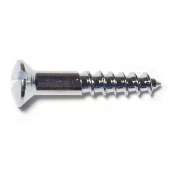 #8 x 3/4" Slotted Oval Head, Wood Screw, Chrome 