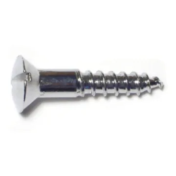 #8 x 1" Slotted Oval Head, Wood Screw, Chrome 