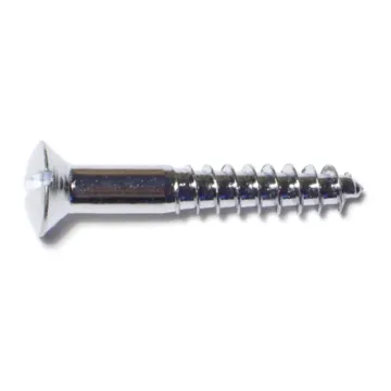#10 x 1-1/4" Slotted Oval Head, Wood Screw, Chrome 