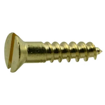 #6 x 5" Slotted Flat Head, Wood Screw, Brass 