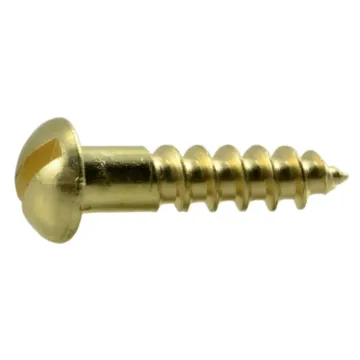 #6 x 5/8" Slotted Round Head, Wood Screw, Brass 
