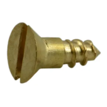 #2 x 1/4" Slotted Flat Head, Wood Screw, Brass 