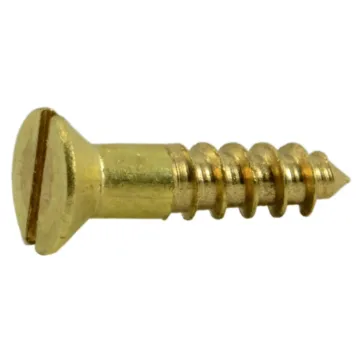 #4 x 1/2" Slotted Flat Head, Wood Screw, Brass 